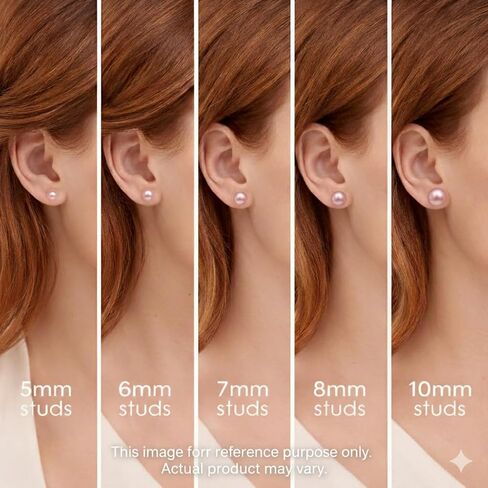 Belacqua AAA Quality Pink Cultured Freshwater Round Real Pearl Stud Earrings in 14K Yellow Gold, 7.0-7.5mm Pearls Size, Push Back Clasp, Pearl Jewelry for Women, Gift Box Included in Saudi Arabia