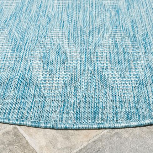 SAFAVIEH Courtyard Collection 4' Round Aqua CY8522 Indoor/ Outside Waterproof Easy cleansingPatio Backyard Mudroom Area Mat in Saudi Arabia