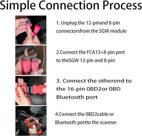12+8 Security Gateway Bypass Cable, OBD2 Adapter fit for FCA Vehicles Compatible with Chrysler, Dodge, Jeep, Ram 2018+ Models, Works with Autel Scanners & Diagnostic Apps in Saudi Arabia