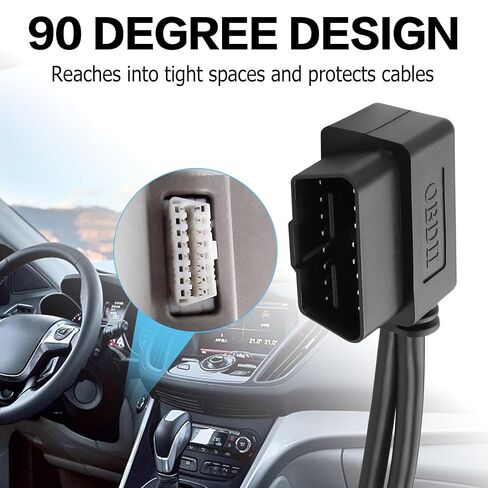 YACSEJAO 16 Pin OBD2 OBDII Extension Cable 90 DegreesCar Diagnosis Cable OBDII Right Angle Male to Dual Female Y Splitter Adapter（30CM） in Saudi Arabia