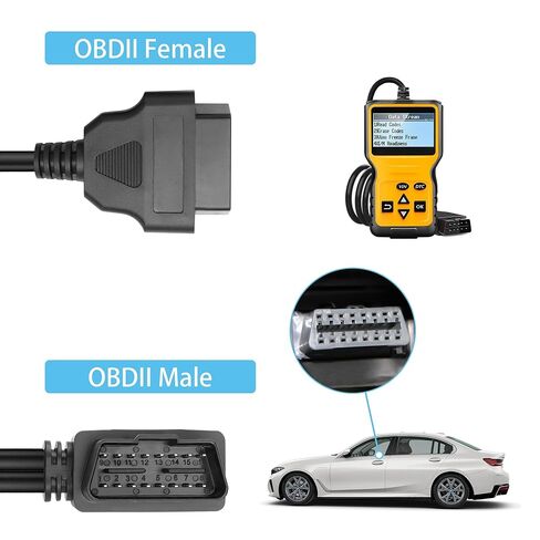 YACSEJAO 16 Pin OBD2 OBDII Extension Cable 90 DegreesCar Diagnosis Cable OBDII Right Angle Male to Dual Female Y Splitter Adapter（30CM） in Saudi Arabia