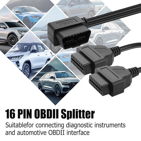 YACSEJAO 16 Pin OBD2 OBDII Extension Cable 90 DegreesCar Diagnosis Cable OBDII Right Angle Male to Dual Female Y Splitter Adapter（30CM） in Saudi Arabia