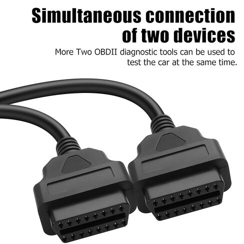 YACSEJAO 16 Pin OBD2 OBDII Extension Cable 90 DegreesCar Diagnosis Cable OBDII Right Angle Male to Dual Female Y Splitter Adapter（30CM） in Saudi Arabia