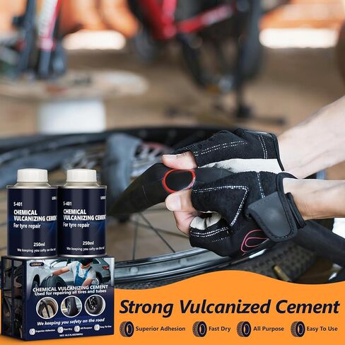 أسمنت الفلكنة الكيميائي 16.5 أونصة سائلة، غراء إصلاح الإطارات لجميع الأغراض، أسمنت مطاطي سريع الجفاف، طقم تصحيح الإطارات مع فرشاة علوية و20 رقعة إصلاح الإطارات، مثالي للسيارة والدراجة النارية والدراجة in Kuwait