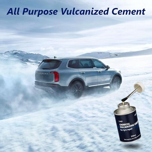 أسمنت الفلكنة الكيميائي 16.5 أونصة سائلة، غراء إصلاح الإطارات لجميع الأغراض، أسمنت مطاطي سريع الجفاف، طقم تصحيح الإطارات مع فرشاة علوية و20 رقعة إصلاح الإطارات، مثالي للسيارة والدراجة النارية والدراجة in Kuwait