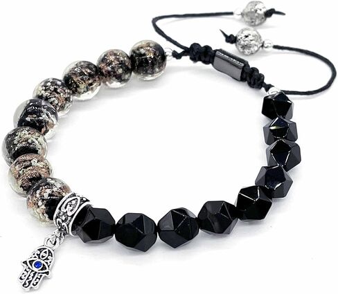 الحرف الفنية توهج في الخرز الزجاجي الداكن مع سوار الخرز الأحجار الكريمة الطبيعية، كريستال اليراع الخرز الأزرق سوار للنساء شفاء الحب شقرا أساور الهدايا الروحية (اللازورد + اليراعات) in Kuwait