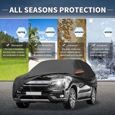 X AUTOHAUX غطاء سيارة في الهواء الطلق مقاوم للماء الشمس المطر الثلوج البرد حماية مع الجانب الأيسر الباب سستة 210D-PU لهوندا بايلوت in Saudi Arabia