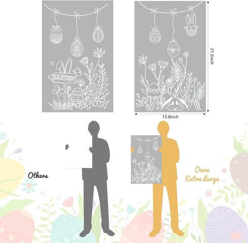 Whaline Easter Window Clings Double Sided White Spring Floral Egg Bunny Rabbit Flower Glass Decal Stickers for Home Classroom Office Party Decoration, 2 Sheets in Saudi Arabia