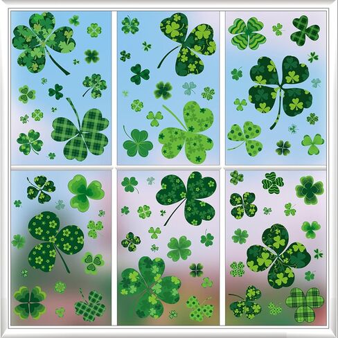 St. Patricks Day Window Clings 118 PCS – Extra Large Reusable Double-Sided Shamrock Stickers for Glass Windows, Home, Classroom & Office Decorations in Saudi Arabia