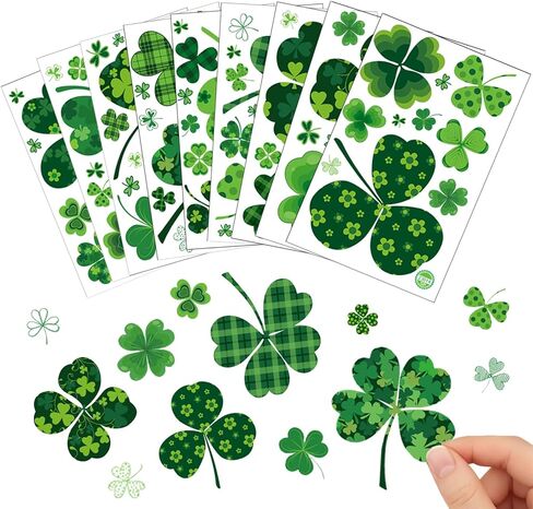 St. Patricks Day Window Clings 118 PCS – Extra Large Reusable Double-Sided Shamrock Stickers for Glass Windows, Home, Classroom & Office Decorations in Saudi Arabia