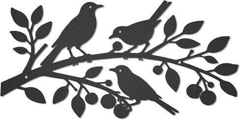 VeyFolzin.st 3Pcs Metal Birds Wall Art, Metal Vivid Birds on Branch Silhouette Wall Decor Black Leaves with Bird Outdoor Hanging Wall Sculpture for Home Balcony Garden (Black ABC) in Saudi Arabia