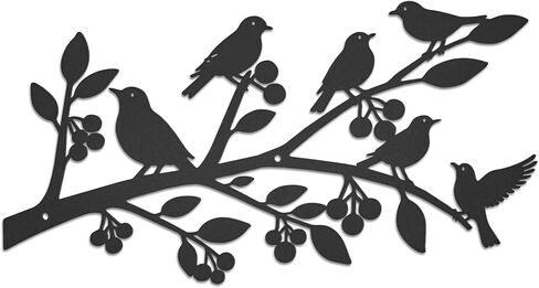 VeyFolzin.st 3Pcs Metal Birds Wall Art, Metal Vivid Birds on Branch Silhouette Wall Decor Black Leaves with Bird Outdoor Hanging Wall Sculpture for Home Balcony Garden (Black ABC) in Saudi Arabia