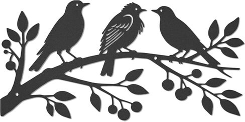 VeyFolzin.st 3Pcs Metal Birds Wall Art, Metal Vivid Birds on Branch Silhouette Wall Decor Black Leaves with Bird Outdoor Hanging Wall Sculpture for Home Balcony Garden (Black ABC) in Saudi Arabia