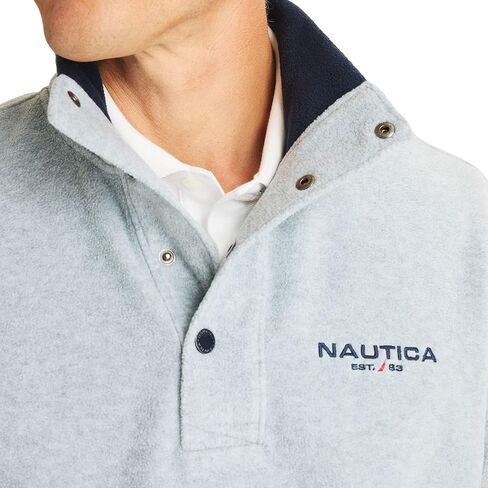 NAUTICA Men's Nautex Mock-Neck Fleece Sweatshirt, Grey, M in Saudi Arabia