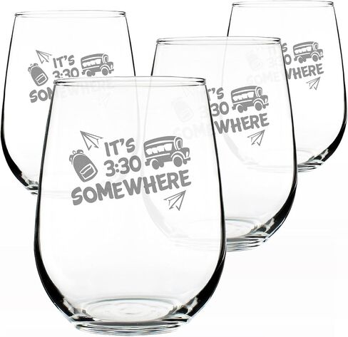 It's 3:30 Somewhere – Stemless Wine Glass - Cute Funny Teacher Gifts for Women - Fun Teacher Decor - Large in Saudi Arabia
