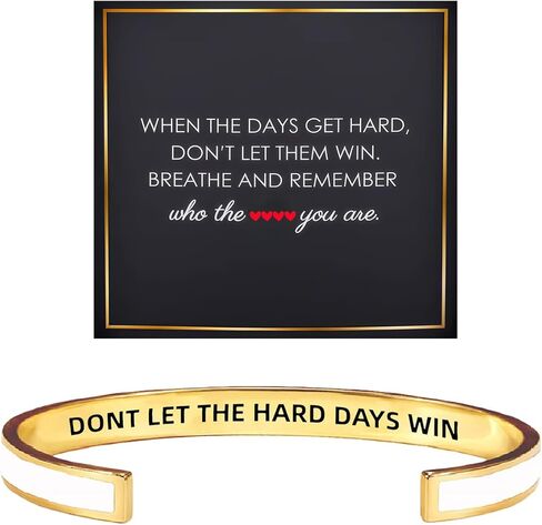 Don't Let The Hard Days Win Bracelet for Women, Stainless Steel Cuff Bangle Engraved Inspirational Best Friend Hidden Message Jewelry Gift in Saudi Arabia