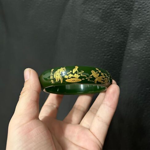 Jade Bangle for Women, Feng Shui Bangle, Good Luck Jade Bracelet, Chinese Wealth Bracelet, Wide Jade Bracelet in Saudi Arabia