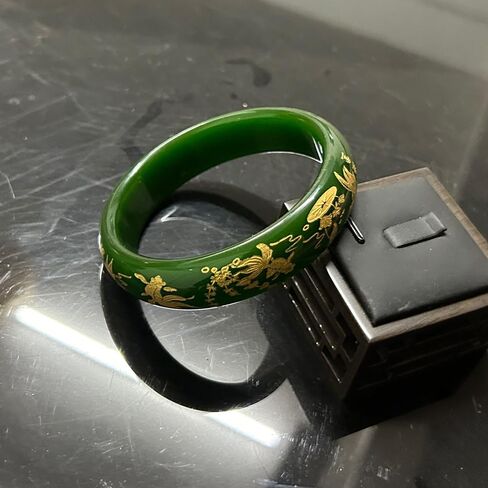 Jade Bangle for Women, Feng Shui Bangle, Good Luck Jade Bracelet, Chinese Wealth Bracelet, Wide Jade Bracelet in Saudi Arabia
