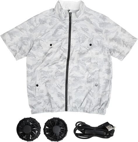 سترة تبريد مع مروحتين، سترة ثلج قابلة للتنفس مع 3 مستويات سرعة قابلة للتعديل، ملابس مكيفة للدوران للعمل في الطقس الحار (M) in Kuwait