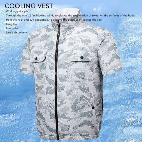 سترة تبريد مع مروحتين، سترة ثلج قابلة للتنفس مع 3 مستويات سرعة قابلة للتعديل، ملابس مكيفة للدوران للعمل في الطقس الحار (M) in Kuwait