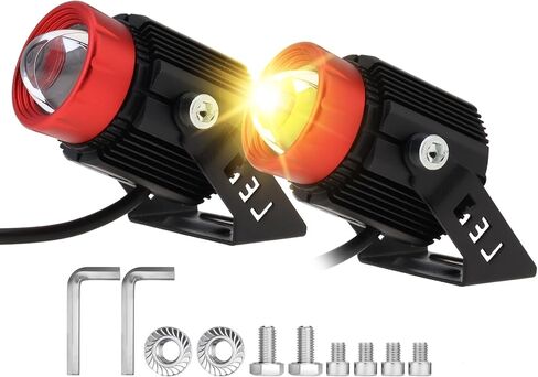 Windance السوبر مشرق 30W LED أضواء كاشفة عالية منخفضة شعاع أضواء القيادة المساعدة الأبيض الأصفر الضباب أضواء العمل للدراجات النارية سكوتر ATV UTV جرار شاحنة قارب (أسود) in Saudi Arabia