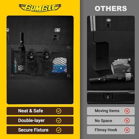 BUMBEE 2 قطعة شبكة مطاطية عالمية شبكة شحن شبكية، شبكة مغلف، منظم بنجي لحقيبة الجيب المرنة لصندوق السيارة الخلفي RV، خطافات ومسامير متضمنة (23.6 بوصة × 9.8 بوصة) in Kuwait