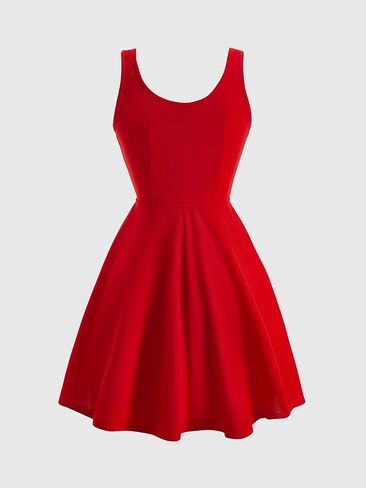 Women's Bow Tie Front Cut Out Dresses Square Neck A Line Flowy Mini Date Night Party Dress in Saudi Arabia
