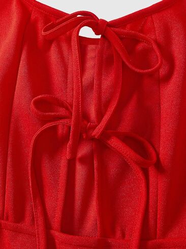 Women's Bow Tie Front Cut Out Dresses Square Neck A Line Flowy Mini Date Night Party Dress in Saudi Arabia