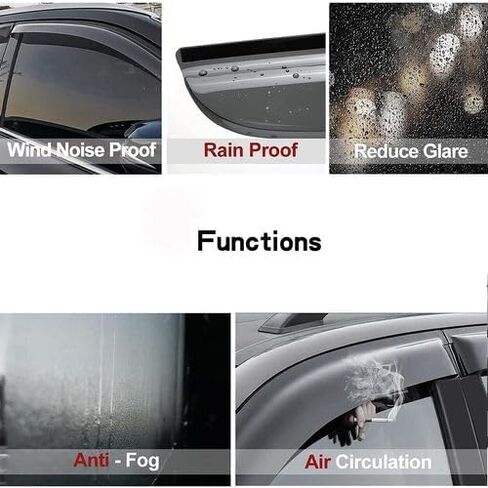 4 قطع من واقيات المطر لواقي النافذة متوافقة مع مرسيدس بنز C250 C300 C350 2008-2014، شريط دخان مثبت على الجزء الخارجي من فتحات تهوية النافذة in Kuwait