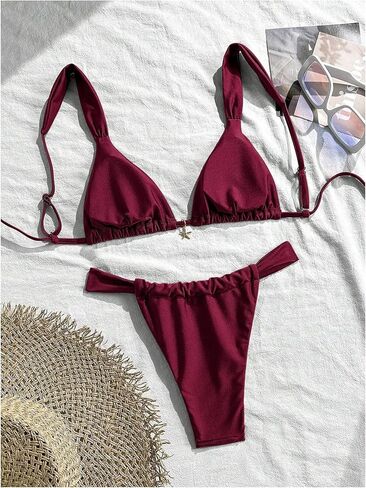 GORGLITTER Women's Sexy High Cut Thong Bikini Set Low Rise Cheeky Brazilian Summer Beach 2026 Swimsuit Bathing Suit in Saudi Arabia