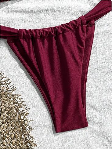 GORGLITTER Women's Sexy High Cut Thong Bikini Set Low Rise Cheeky Brazilian Summer Beach 2026 Swimsuit Bathing Suit in Saudi Arabia