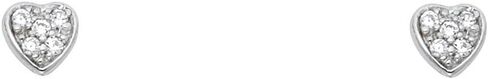 Wellingsale 14K الذهب الأبيض المصقول أقراط القلب مع المسمار الخلفي in Saudi Arabia