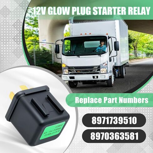 12V Glow Plug Starter Relay Compatible with Isuzu NPR NQR NPR-HD 1994-2025 with 4HE1 4JJ1 4HK1 5.2L Diesel Engines Replace for 8971739510, 8970363581 in Kuwait