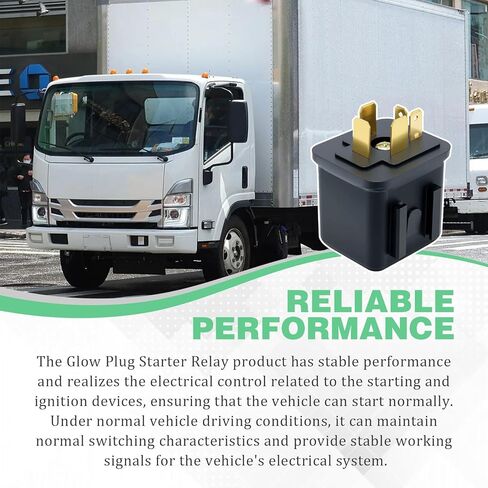 12V Glow Plug Starter Relay Compatible with Isuzu NPR NQR NPR-HD 1994-2025 with 4HE1 4JJ1 4HK1 5.2L Diesel Engines Replace for 8971739510, 8970363581 in Kuwait