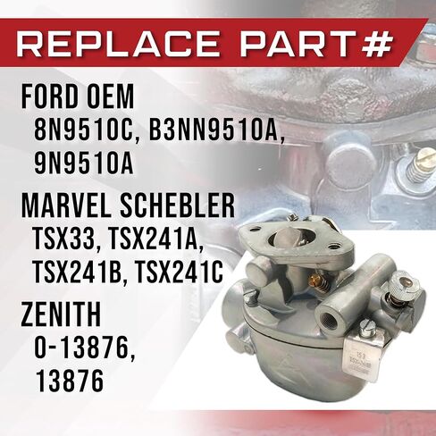 مجموعة المكربن ​​من The ROP Shop Marvel Schebler TSX-33، TSX33، TSX-241A، TSX241A، TSX-241B، TSX241B، TSX-241C، TSX241C - لجرارات Ford 8N 9N 2N in Kuwait