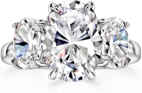 Michooyel Sterling Silver 3-Stones Engagement Ring Oval Cut 5.6cttw Cubic Zirconia Women Rings in Saudi Arabia