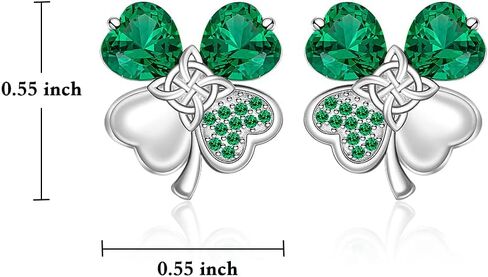 أقراط عيد القديس باتريك شامروك من الفضة الإسترليني بأربع أوراق البرسيم الأيرلندية Triquetra سلتيك عقدة أقراط للنساء الزمرد الأخضر تشيكوسلوفاكيا مسمار حفلة موسيقية هدية عيد الحب in Saudi Arabia