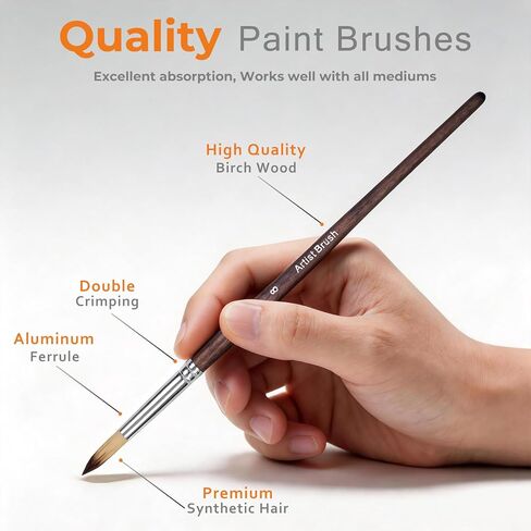 27pcs Paint Brush Set, Professional Acrylic & Watercolor Brushes with Flat, Filbert, Fan, Dagger, Cat Tongue, Round, and Palette Knife for Oil, Face Painting, and Travel Use in Saudi Arabia