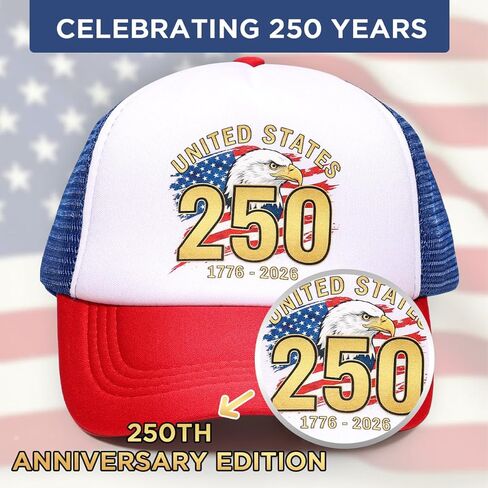 AICase 250 Anniversary USA Hat, for 250th Year America Merchandise United States 1776-2026 250 th Cap Birthday American Independence Day Merch 4th of July Outfits for Women Men Patriots Gifts in Saudi Arabia