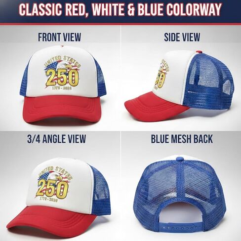AICase 250 Anniversary USA Hat, for 250th Year America Merchandise United States 1776-2026 250 th Cap Birthday American Independence Day Merch 4th of July Outfits for Women Men Patriots Gifts in Saudi Arabia
