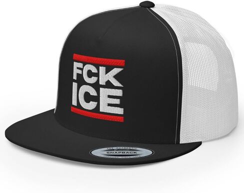 قبعة NX FCK ICE مطرزة مسطحة لسائقي الشاحنات، قبعة عالية التاج قابلة للتعديل in Saudi Arabia