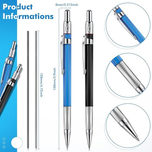 2 Pcs Welders Pencil with 12 Pcs Round Refills Mechanical Pencils Metal Welding Marker for Tube Pipe Fitter Welder Steel Construction Woodworking in Saudi Arabia