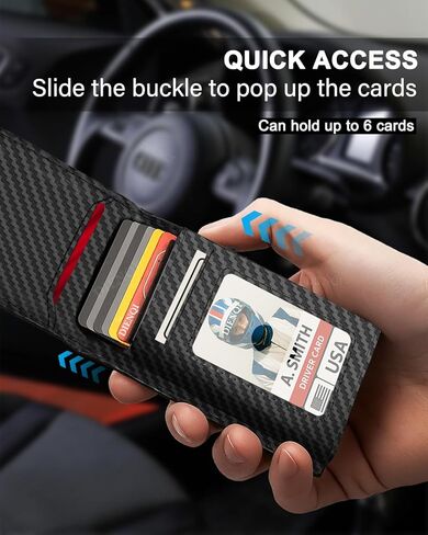 2025 Wallet for Men - RFID [Functional & Practical] Bifold Slim Minimalist Credit Card Holder Pop Up Wallet Metal Case with Cash Slot, Front Pocket with ID Window, Gift Boxed (Carbon Fiber) in Saudi Arabia