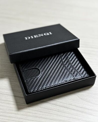 2025 Wallet for Men - RFID [Functional & Practical] Bifold Slim Minimalist Credit Card Holder Pop Up Wallet Metal Case with Cash Slot, Front Pocket with ID Window, Gift Boxed (Carbon Fiber) in Saudi Arabia