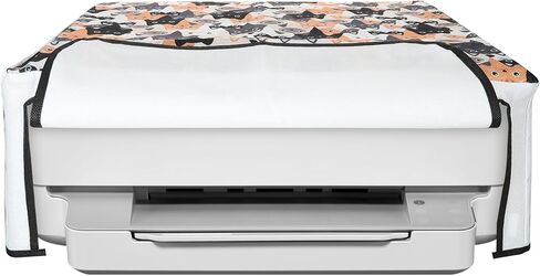 kwmobile Linen Printer Cover Compatible with HP Envy 6020e / Envy 6055e Case - Watercolor Flowers Dusty Pink/Violet/Yellow in Saudi Arabia