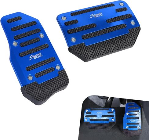 2 PCS Car Pedal Pads, Non-slip Thickened Brake & Accelerator Foot Pad Set, Sports Style Alloy Decoration Pedal Cover for Automatic Transmission, for Most Cars Trucks Vans (Silver) in Saudi Arabia