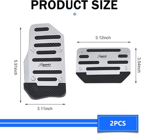 2 PCS Car Pedal Pads, Non-slip Thickened Brake & Accelerator Foot Pad Set, Sports Style Alloy Decoration Pedal Cover for Automatic Transmission, for Most Cars Trucks Vans (Silver) in Saudi Arabia