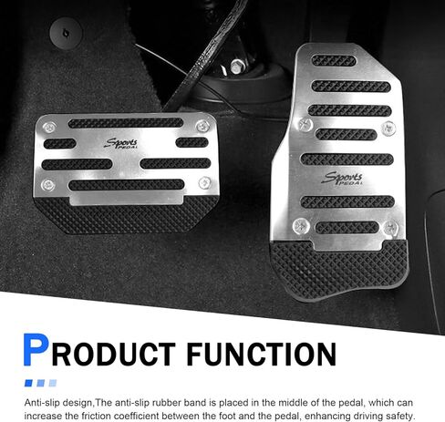 2 PCS Car Pedal Pads, Non-slip Thickened Brake & Accelerator Foot Pad Set, Sports Style Alloy Decoration Pedal Cover for Automatic Transmission, for Most Cars Trucks Vans (Silver) in Saudi Arabia