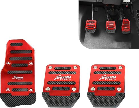 2 PCS Anti-slip Pedal Covers, Auto Gas and Brake Pedal Covers, Aluminum Alloy Accelerator Clutch Covers, Universal for Car, SUV, ATV (Red #Auto) in Kuwait