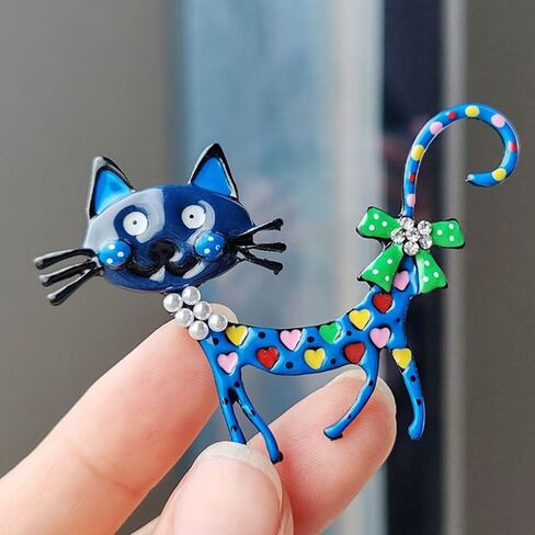 Vintage Colorful Enamel Cute Cat Design Brooch Pin for Women - Unisex Vintage Suit Lapel Pin in Saudi Arabia